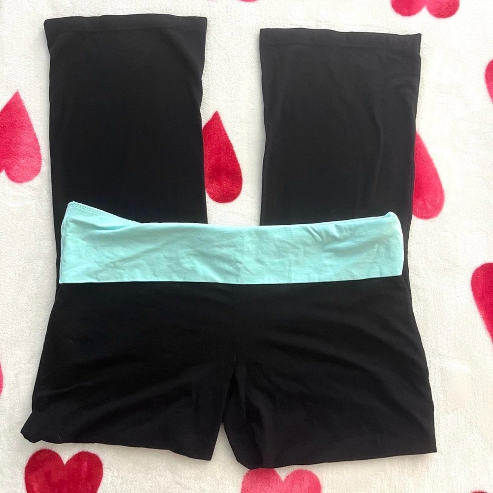Teal Foldover Yoga Pants